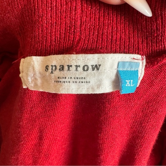 ANTHROPOLOGIE SPARROW RED OPEN CARDIGAN SWEATER - Picture 6 of 6